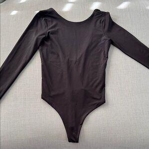 Cotton On Black Long Sleeve Thong Bodysuit Size: XS